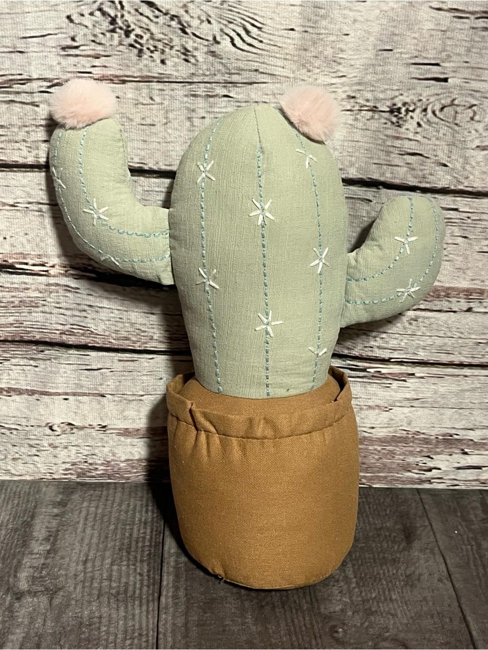 Mon Ami Plush Fabric Cactus with Pom-Pom Flowers